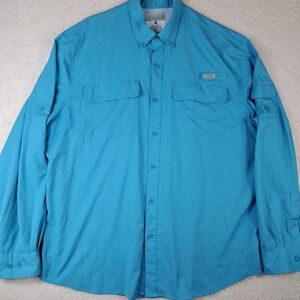 Ocean Coast Fishing Shirt Mens Size XL Roll Sleeve Vented Outdoor 100% Polyester